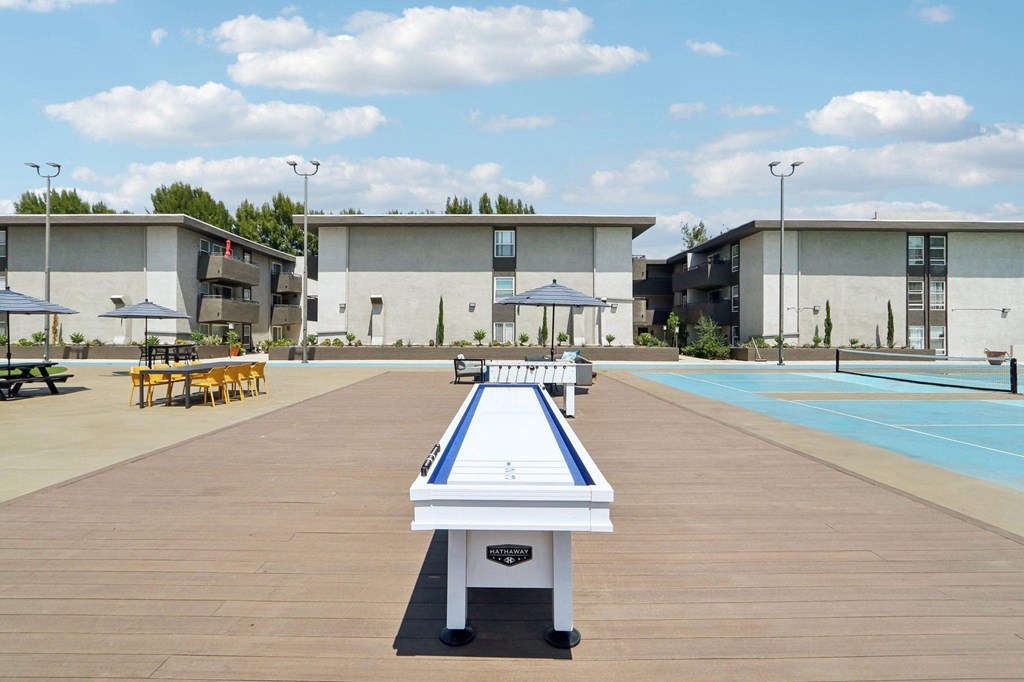 a foosball table in the middle of a pool
