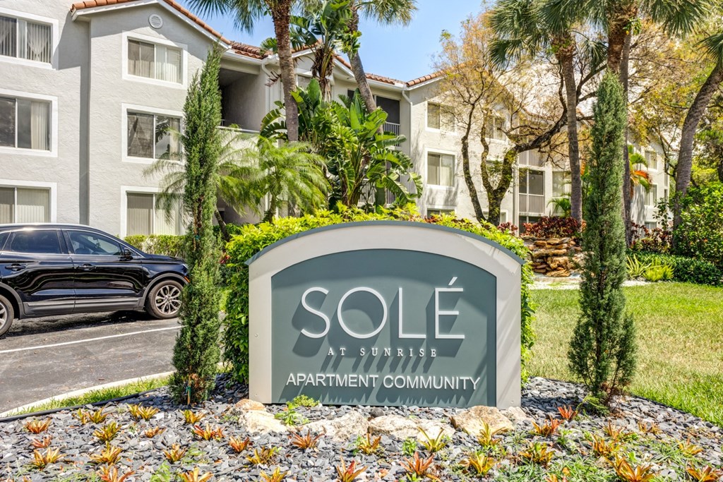 Sole at Sunrise apartments in Sunrise, FL photo of monument sign.