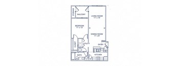 open one bed floor plan