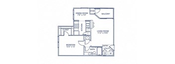 open one bed floor plan