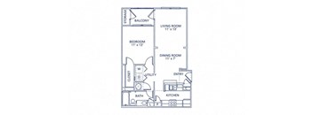 open one bed floor plan