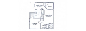open one bed floor plan