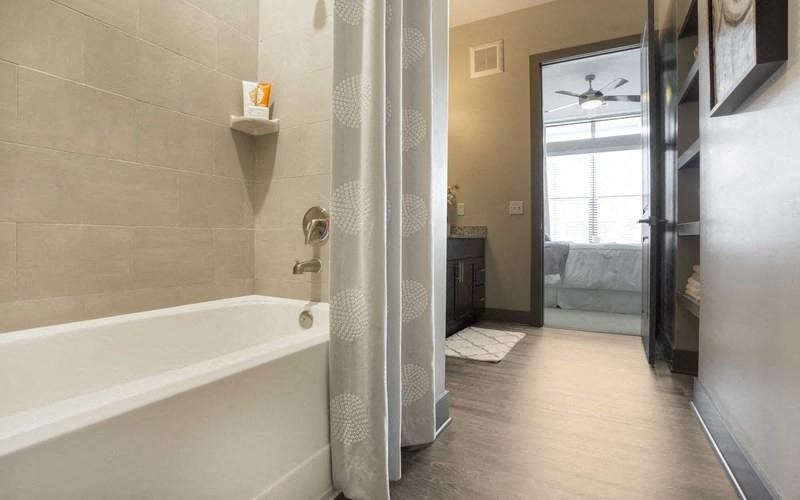 Octave Apartments in Nashville Tennessee photo of bathroom with deep soaking tub