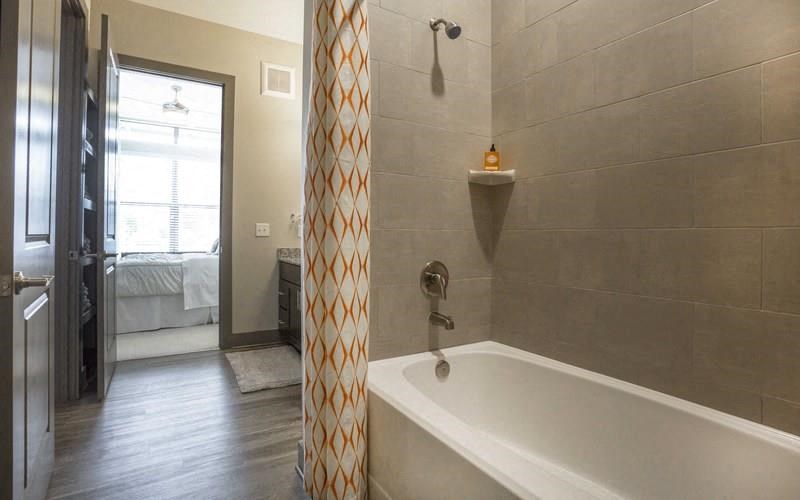 Octave Apartments in Nashville Tennessee photo of bathroom with deep soaking tub