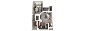 a 3d floor plan of a 2100 sq ft apartment