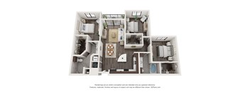 Edge at Flagler Village apartments in Fort Lauderdale Florida photo of three bedroom floorplan