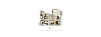 A 2 Bedroom 2 Bath apartment is shown in this illustration.