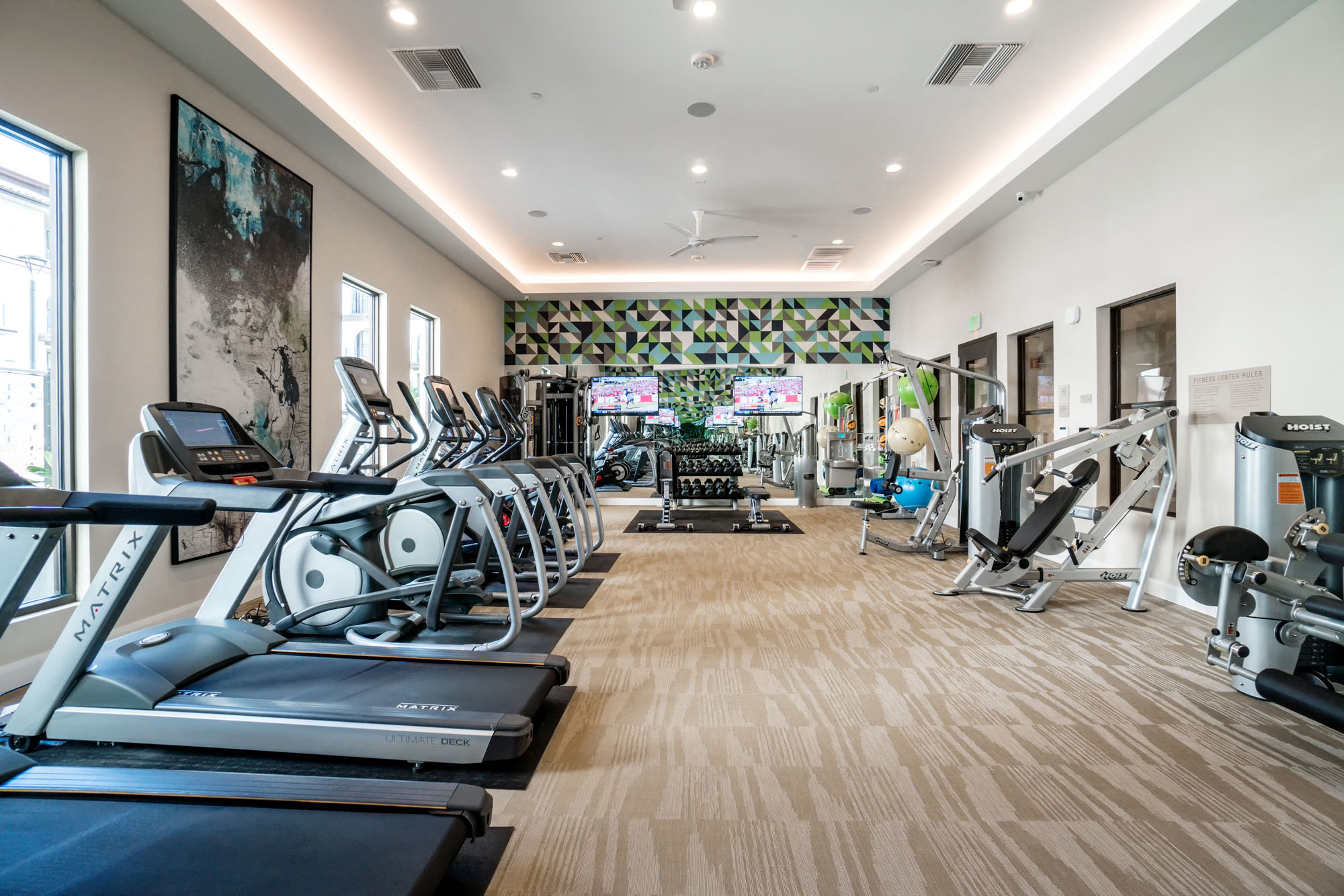 Santa Clara CA Apartments - State-of-the-Art Fitness Center Featuring Various Cardio and Weight Equipment