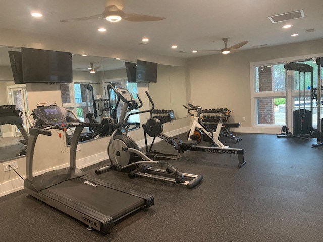 Wood Pointe Apartment Homes in Marietta Georgia photo of a gym with treadmills and other exercise equipment