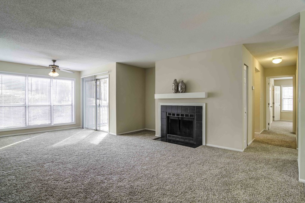 Wood Pointe Apartment Homes in Marietta Georgia photo of a living room with a fireplace