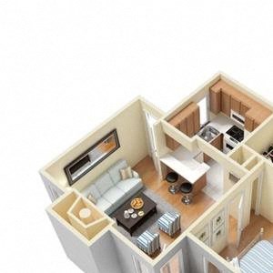 A2 1 Bed 1 Bath floor plan