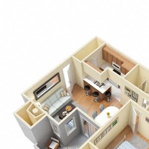 A3 1 Bed 1 Bath floor plan