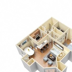 A4 1 Bed 1 Bath floor plan