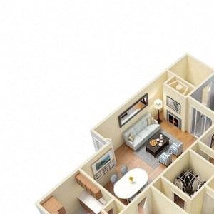 B1 2 Bed 1 Bath floor plan