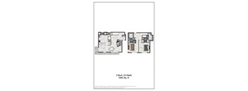 A floor plan of a 2 Bedroom, 2.5 Bath house.
