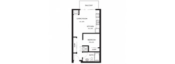 a floor plan of a 1 bedroom floor plan