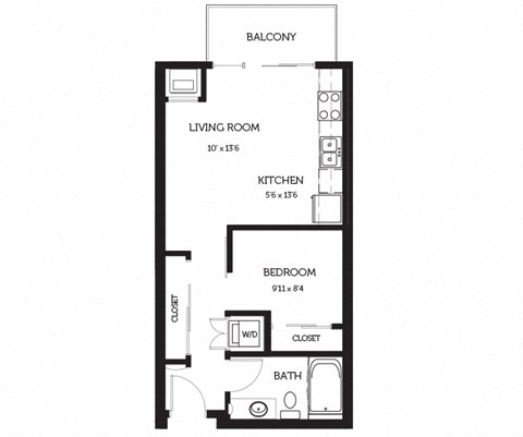 a floor plan of a 1 bedroom floor plan