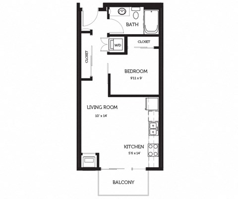 a floor plan of a 1 bedroom floor plan