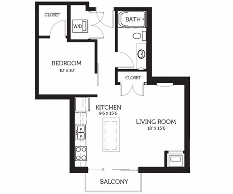 a floor plan of a house with a bedroom and a living room