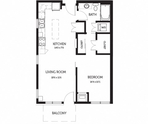 a floor plan of a 1 bedroom floor plan