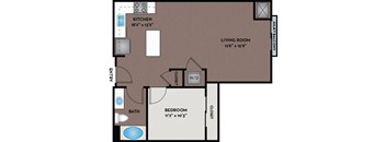 platform floor plan of a home with a bedroom and a living room