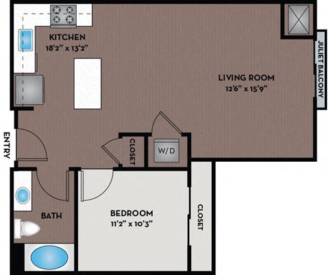 platform floor plan of a home with a bedroom and a living room