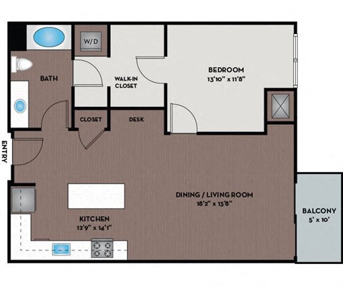 platform floor plan of a 1 story floor plan with a bedroom and a living room