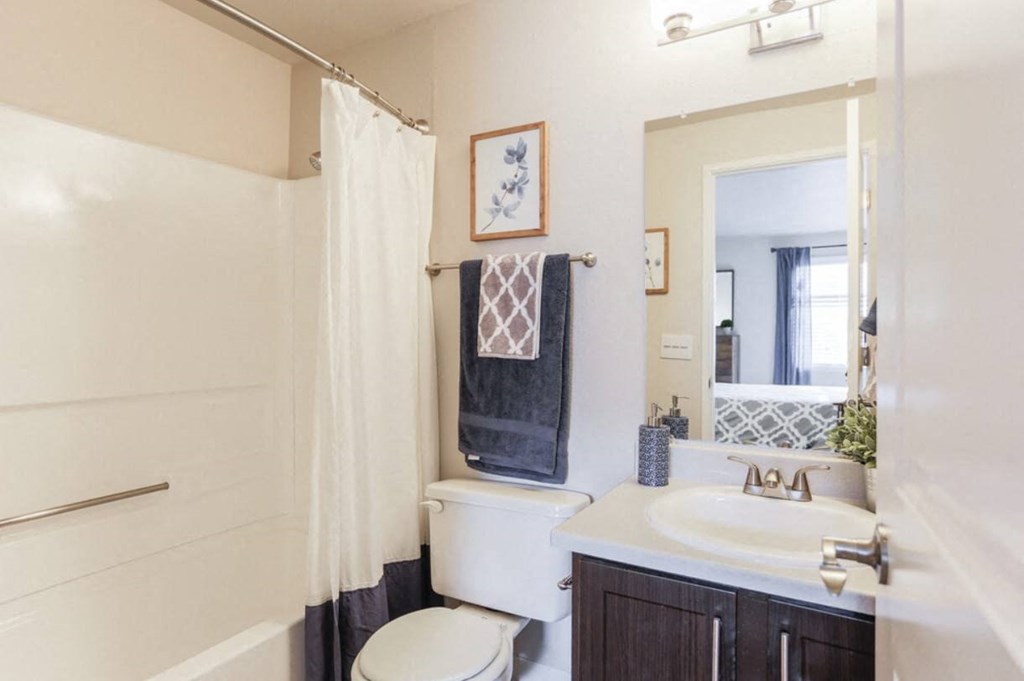 a bathroom with a sink and a toilet and a shower