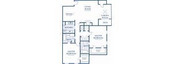 A blueprint of a house layout with labeled rooms.