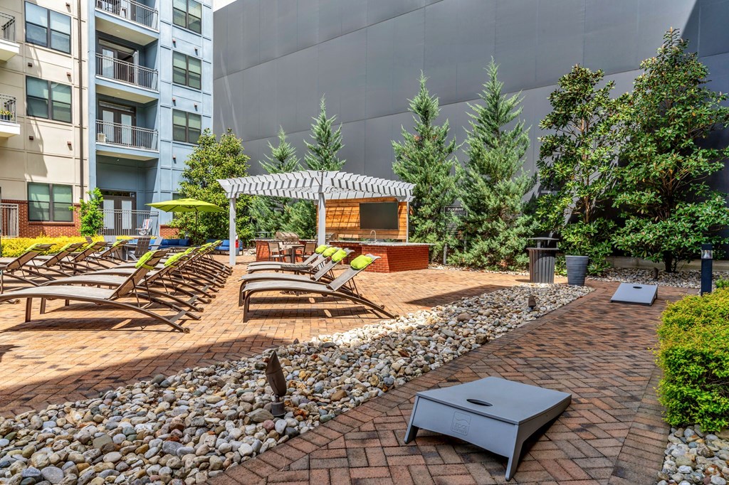 Pet-Friendly Apartments in Nashville, TN- Octave Apartments- Pooldeck yard games
