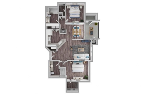 a floor plan of a residence with a bedroom and a bathroom