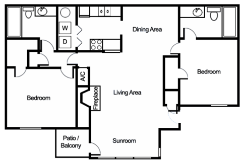Webb Bridge Crossing Apartments in Alpharetta Georgia photo of two bedroom floorplan