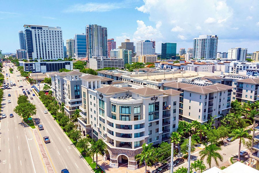 The Edge at Flagler Village Apartments in Fort Lauderdale, FL photo of an aerial view of a city with tall buildings