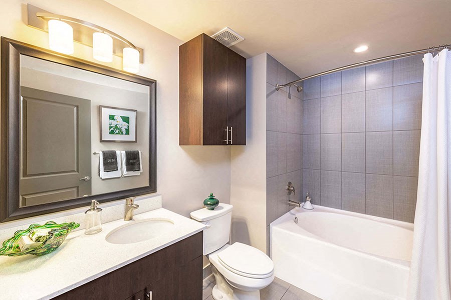The Edge at Flagler Village Apartments in Fort Lauderdale, FL photo of a bathroom with a sink toilet and a bath tub