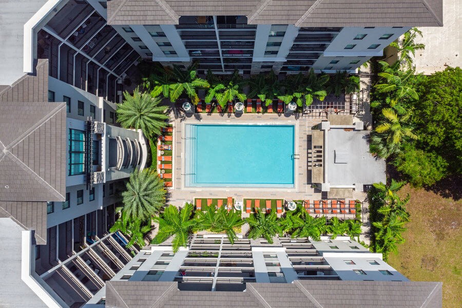 The Edge at Flagler Village Apartments in Fort Lauderdale, FL photo of aerial view of pool