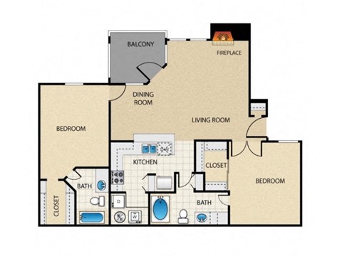 two bedroom two bathroom floor plan  2103  the