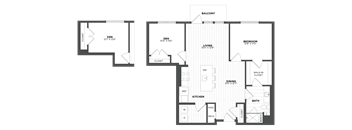 A black and white image of a floor plan for a home.