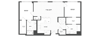 A black and white image of a floor plan for a house.