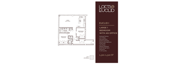 a floor plan oflot s cubed large bedroom with an office