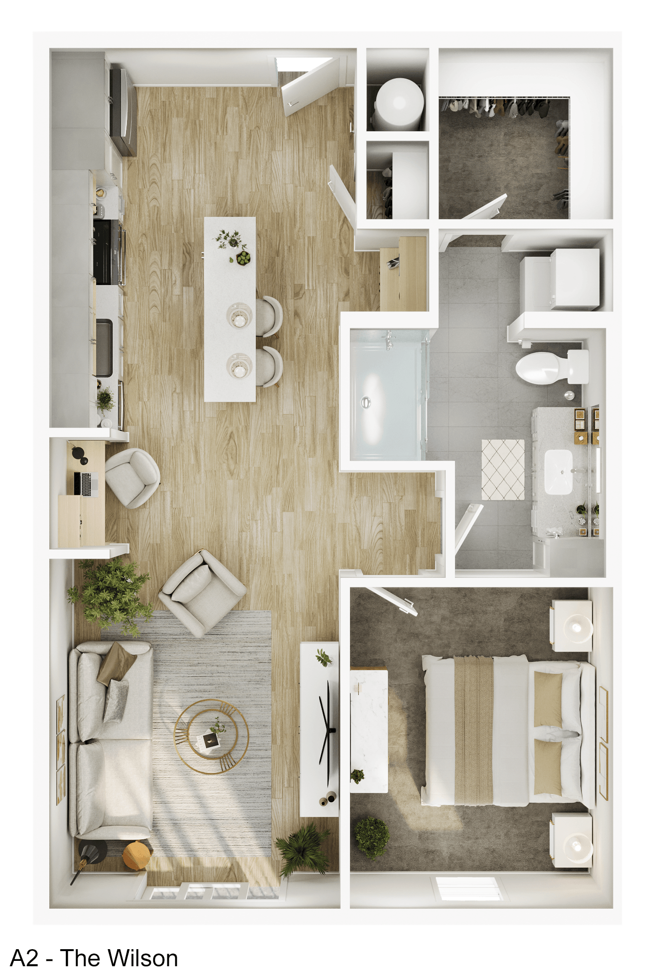 A2 - The Wilson floor plan of a small apartment.