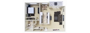 a floor plan of a house with a bedroom and a living room