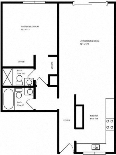 One bedroom floor plan