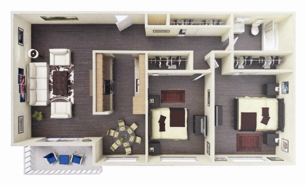 a floor plan of a house with a bedroom and a living room