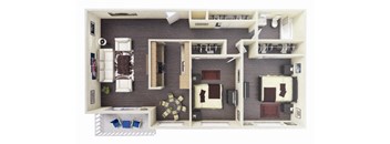 a floor plan of a house with a bedroom and a living room