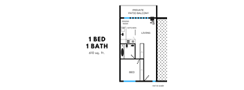 a floor plan of a small house with a bathroom and a bedroom