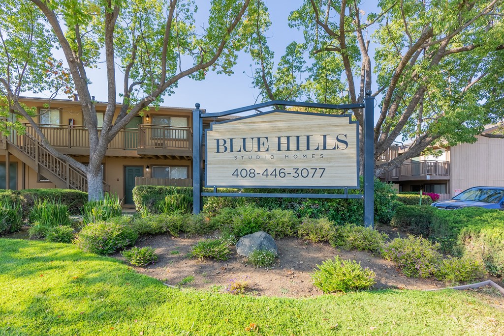 Blue Hill Front View Front view with sign