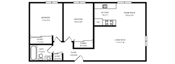 a diagram of a floor plan of a house with a bedroom and a bathroom