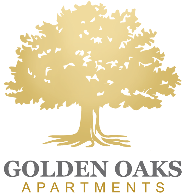 the golden oaks apartments logo of an oak tree