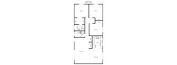 A floor plan of a two-bedroom apartment with a living room, dining room, kitchen, and closet.