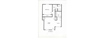 A black and white image of a floor plan for an apartment.